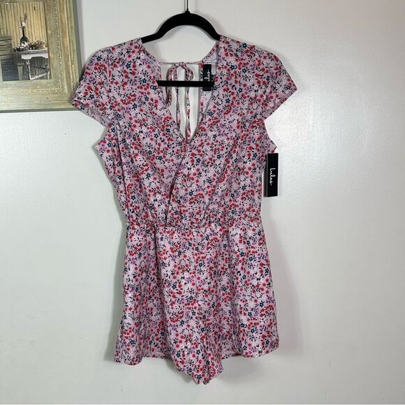 Lulu's Pink and Red Floral romper - Picture 2 of 12